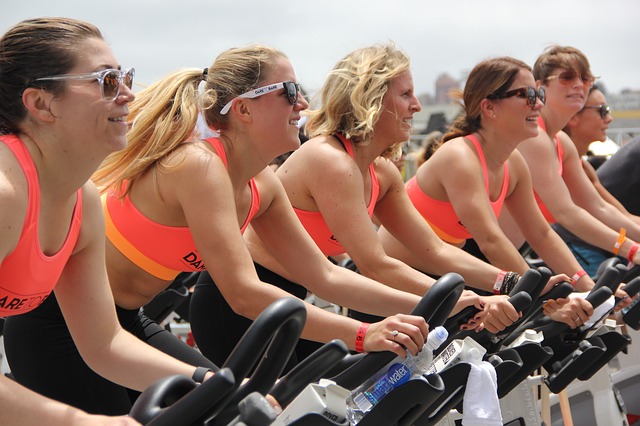 A group of women cycling