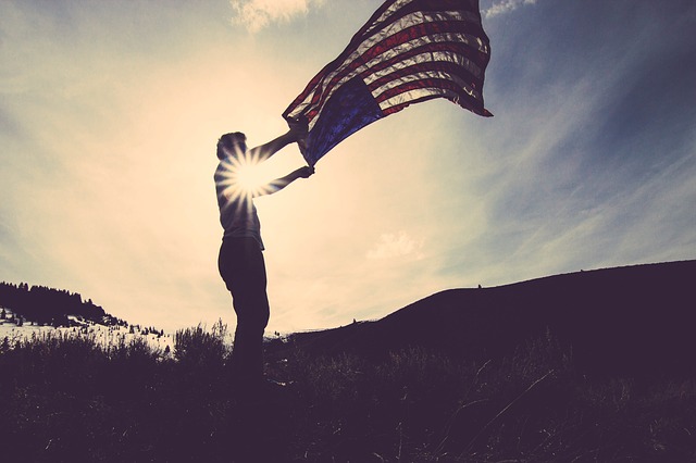 Someone waving an American flag