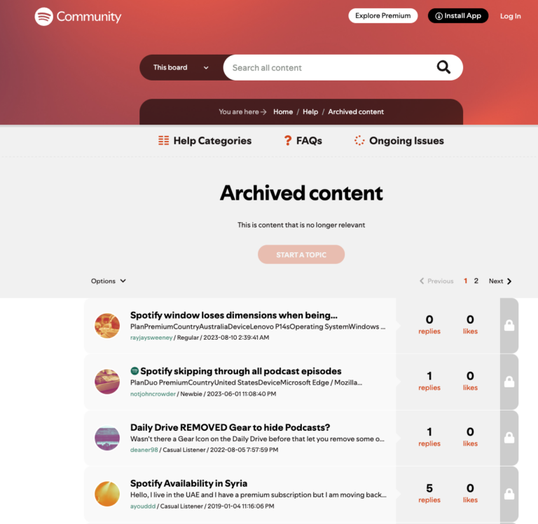 Spotify's archived content