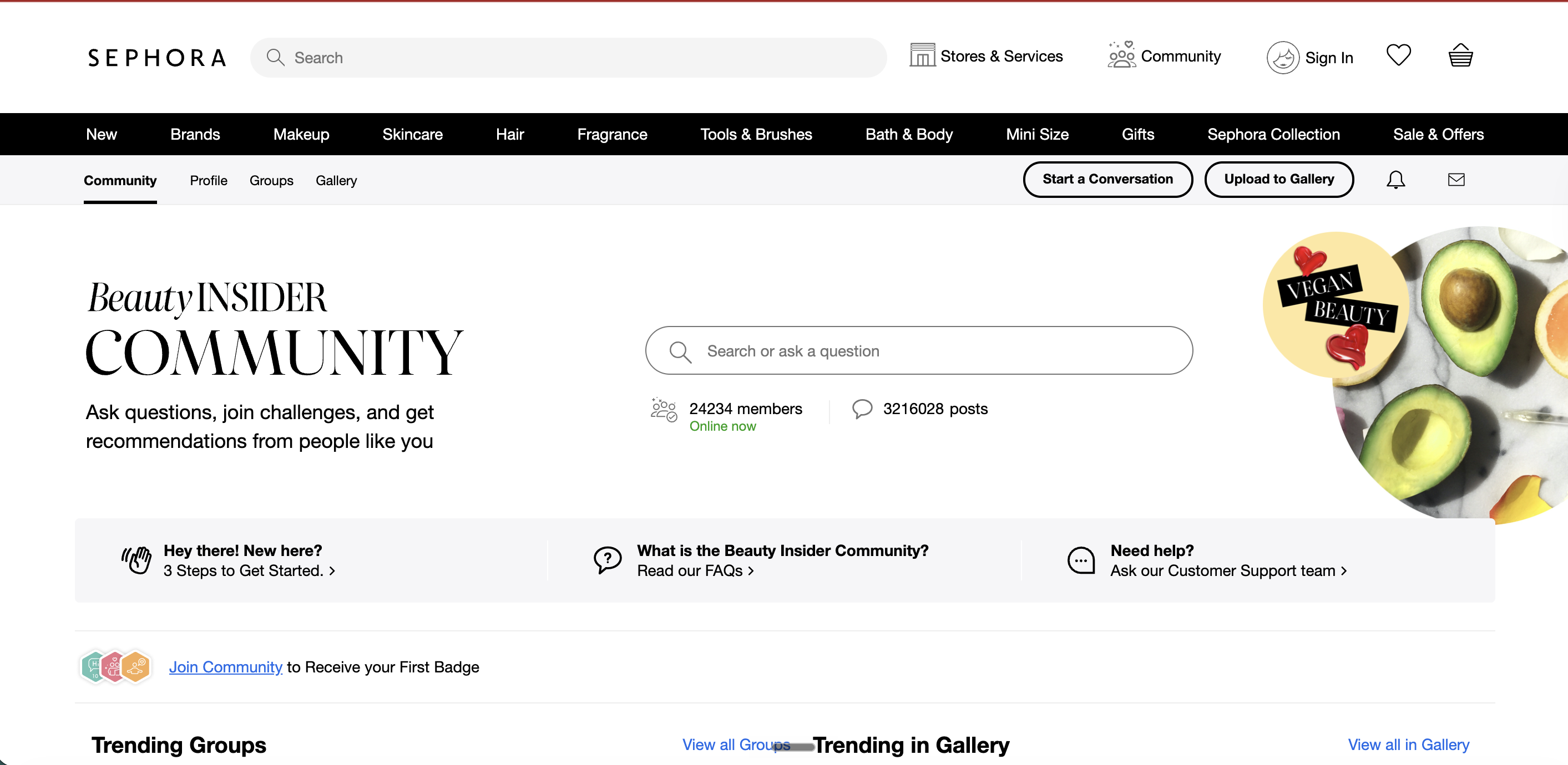Sephora community homepage on May 11, 2026